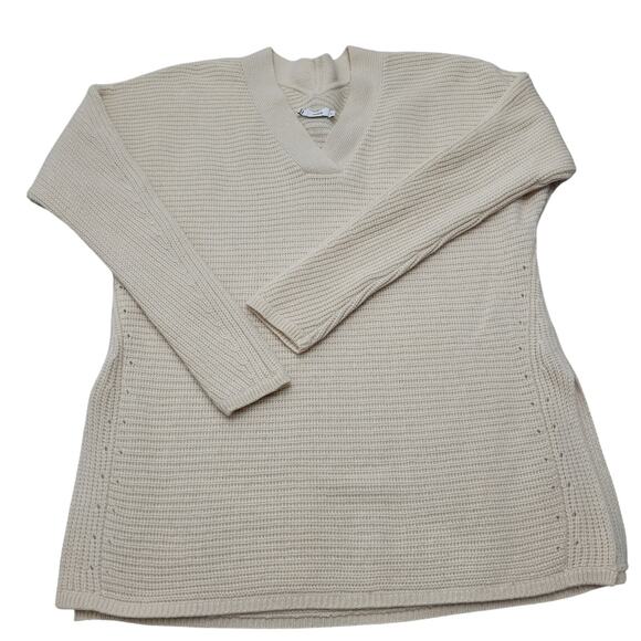 Vince wool and cashmere cream V neck sweater minimalist chunky knit